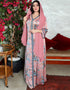 Diamonds Jalabiya with Floral Print Women Arabic Dress